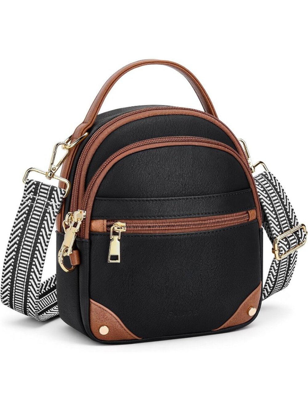 Women's Black RFID Anti Theft Small Travel Purse With 7 Pockets Crossbody Bag